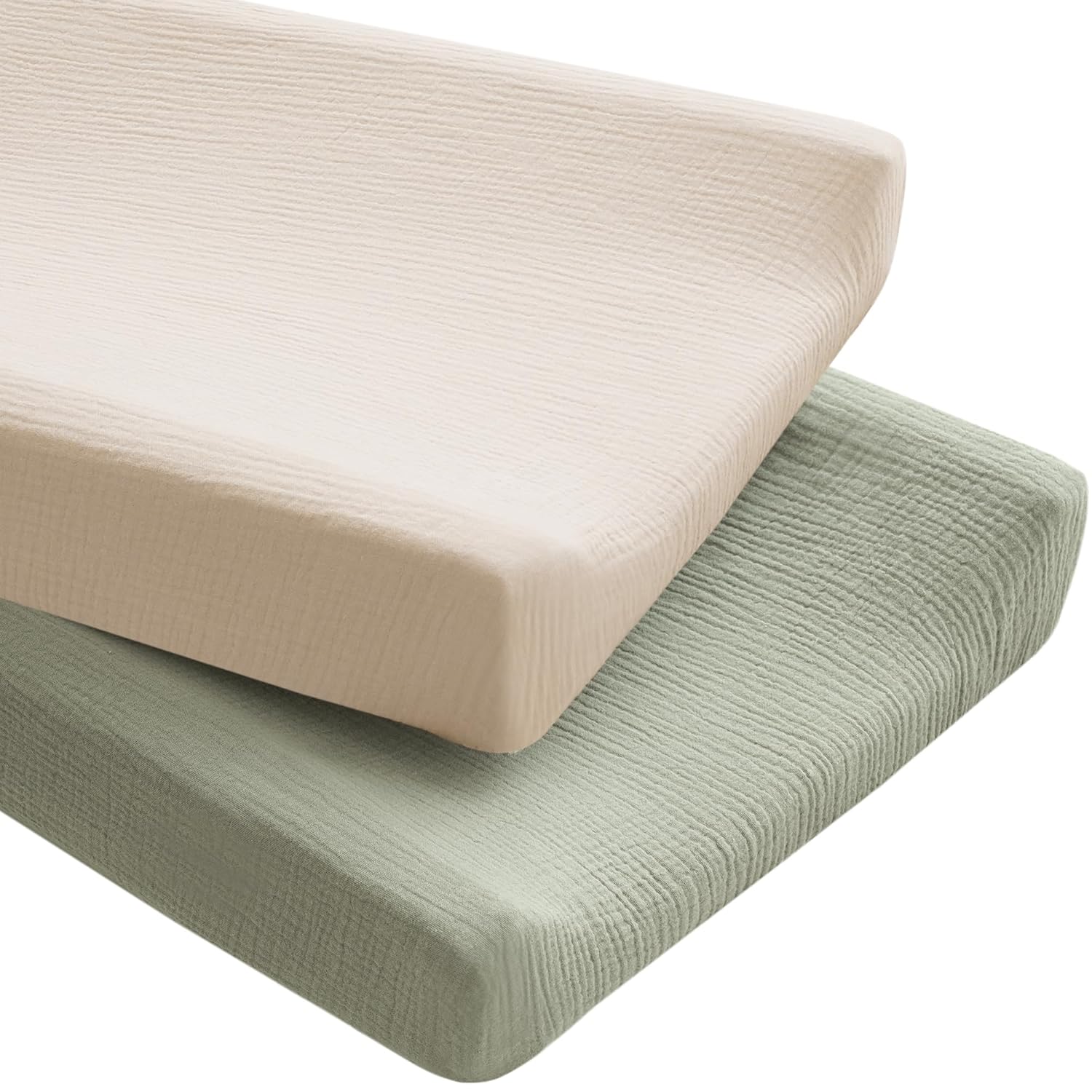 Konssy 2 Pack Muslin Changing Pad Covers for Boys, Ultra Soft & Breathable Cotto...