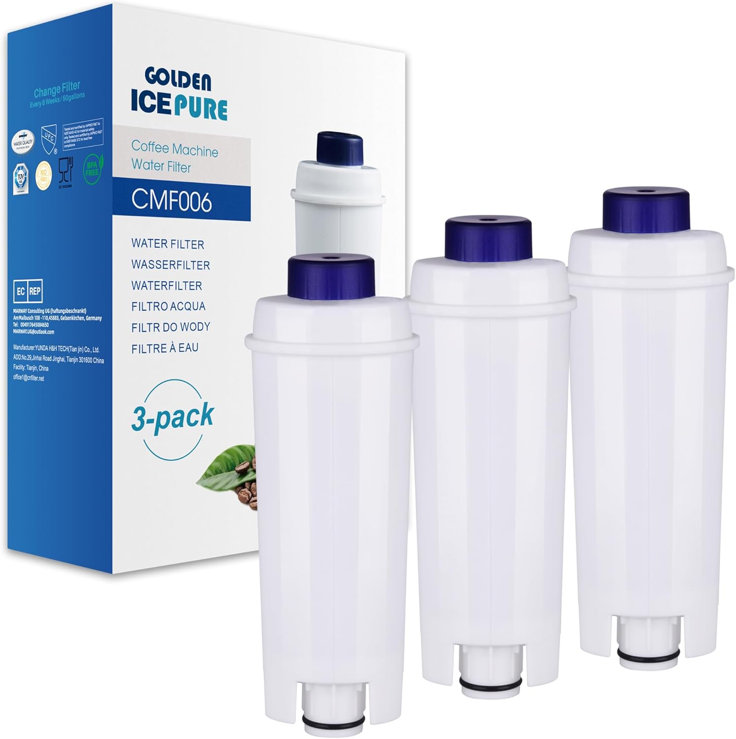 GOLDEN ICEPURE Coffee Machines Water Filter Compatible with De'Longhi DLSC002, S...