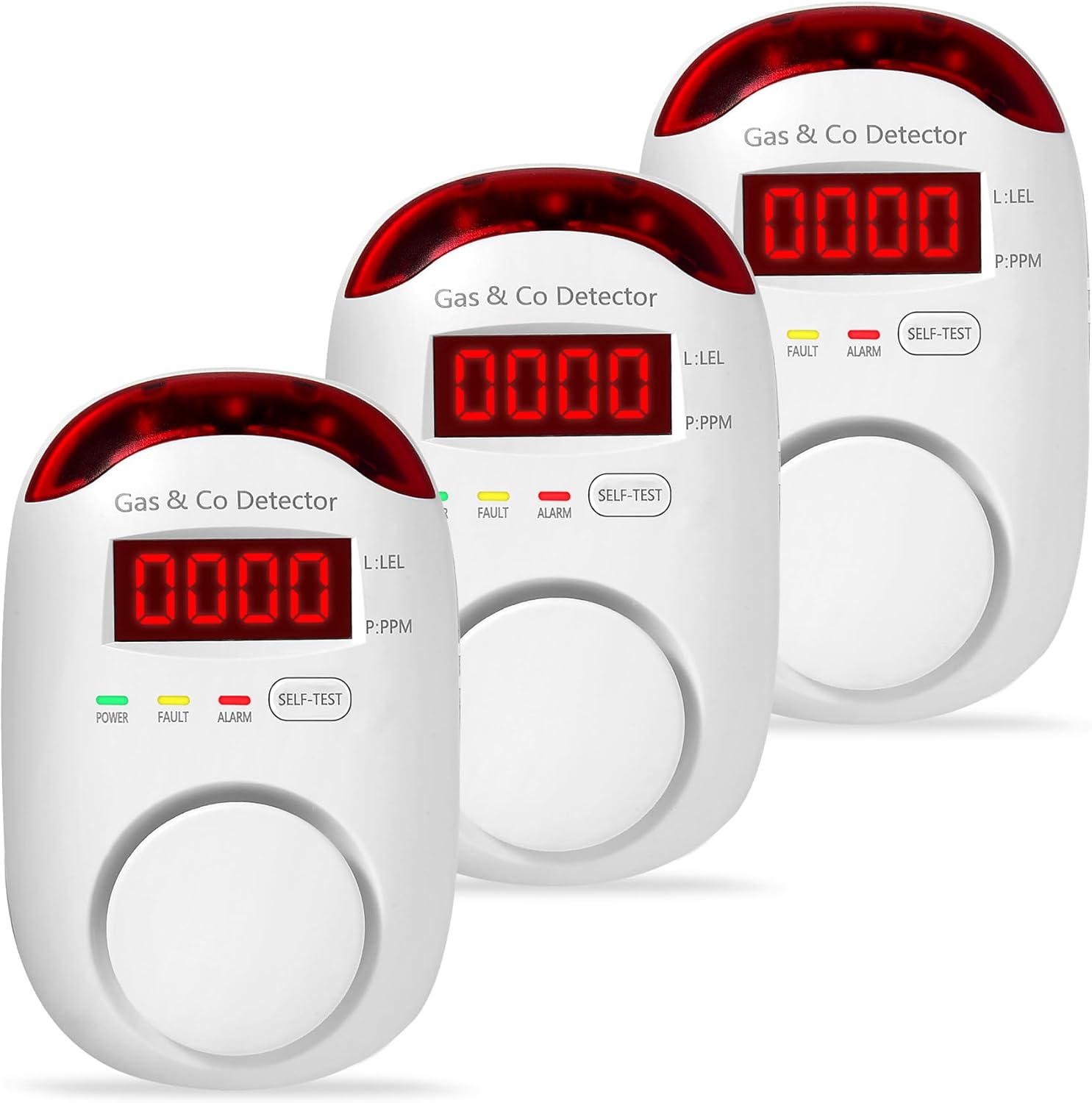 3 Packs Combination Gas & Carbon Monoxide Detectors, Plug in Natural Gas Detecto...