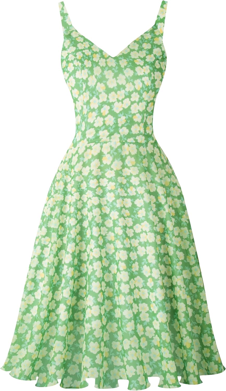 Ellames Women's 2024 Summer Dress Spaghetti Strap Cocktail Swing Beach Dresses V...
