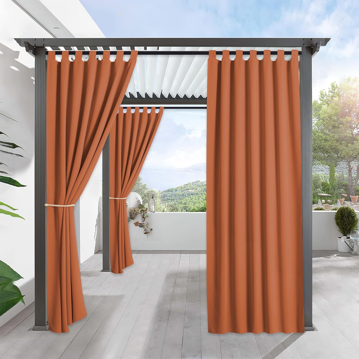 RYB HOME Waterproof Outdoor Curtains - Sunlight Block Windproof Privacy Outside...