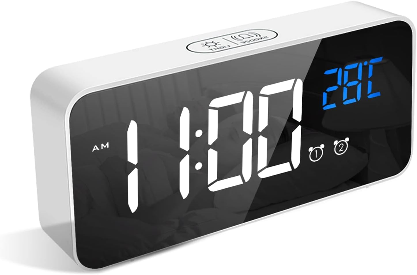 LATEC Digital Alarm Clock with Big LED Temperature Display Bedside Clock with 10...