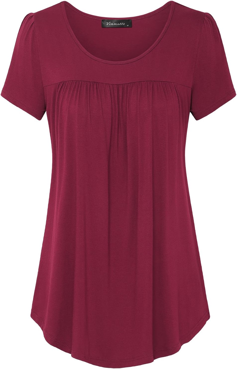 Women's Scoop Neck Pleated Blouse Top Tunic Shirt Large Purple Red