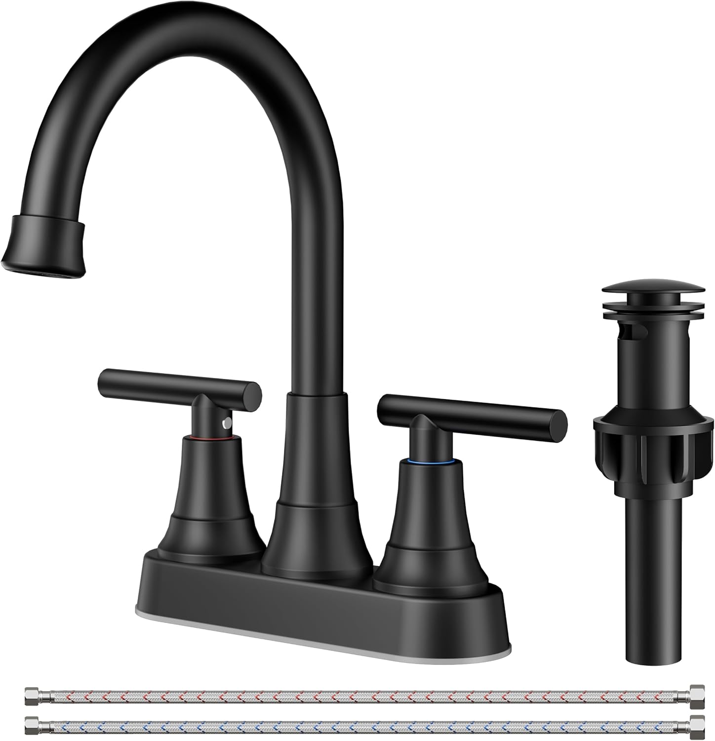 FORIOUS Black Bathroom Sink Faucet, 4 Inch Centerset Bathroom Faucet 2 or 3 Hole...