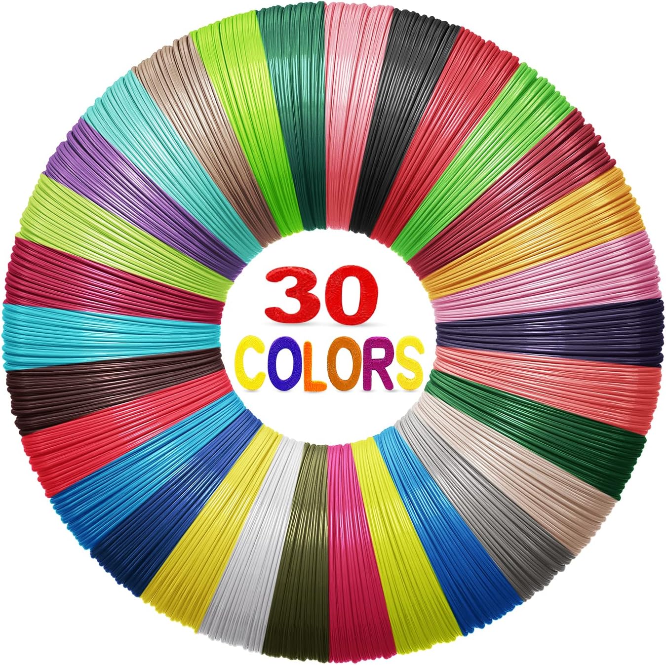 Yungden 3D Pen PLA Filament Refills, 30 Colors 1.75mm 3D Pencil Printing Threads...