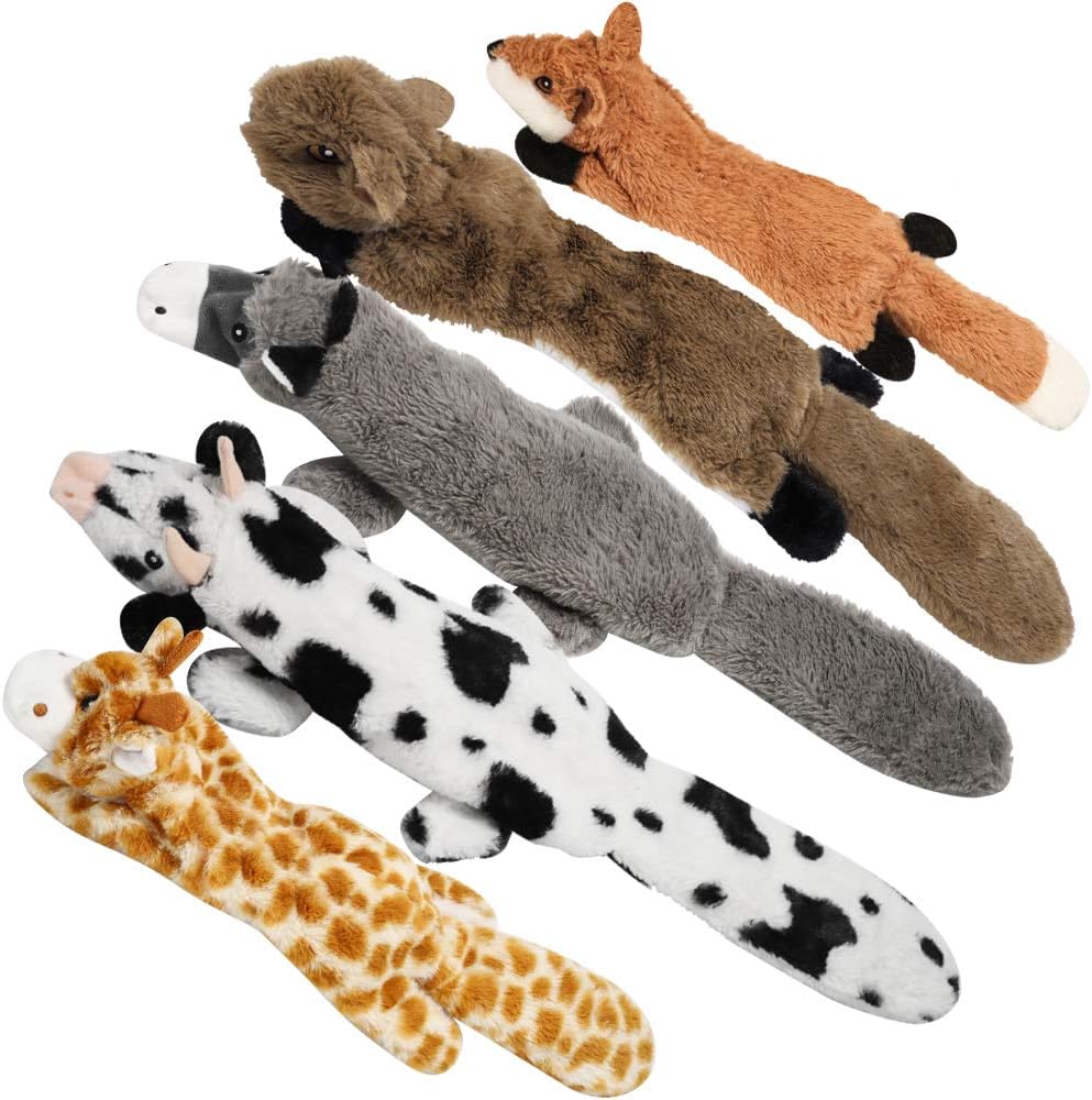 Nocciola Dog Squeaky Toys, 5 PCS Crinkle Plush Dog Toys, No Stuffing Dog Toys fo...