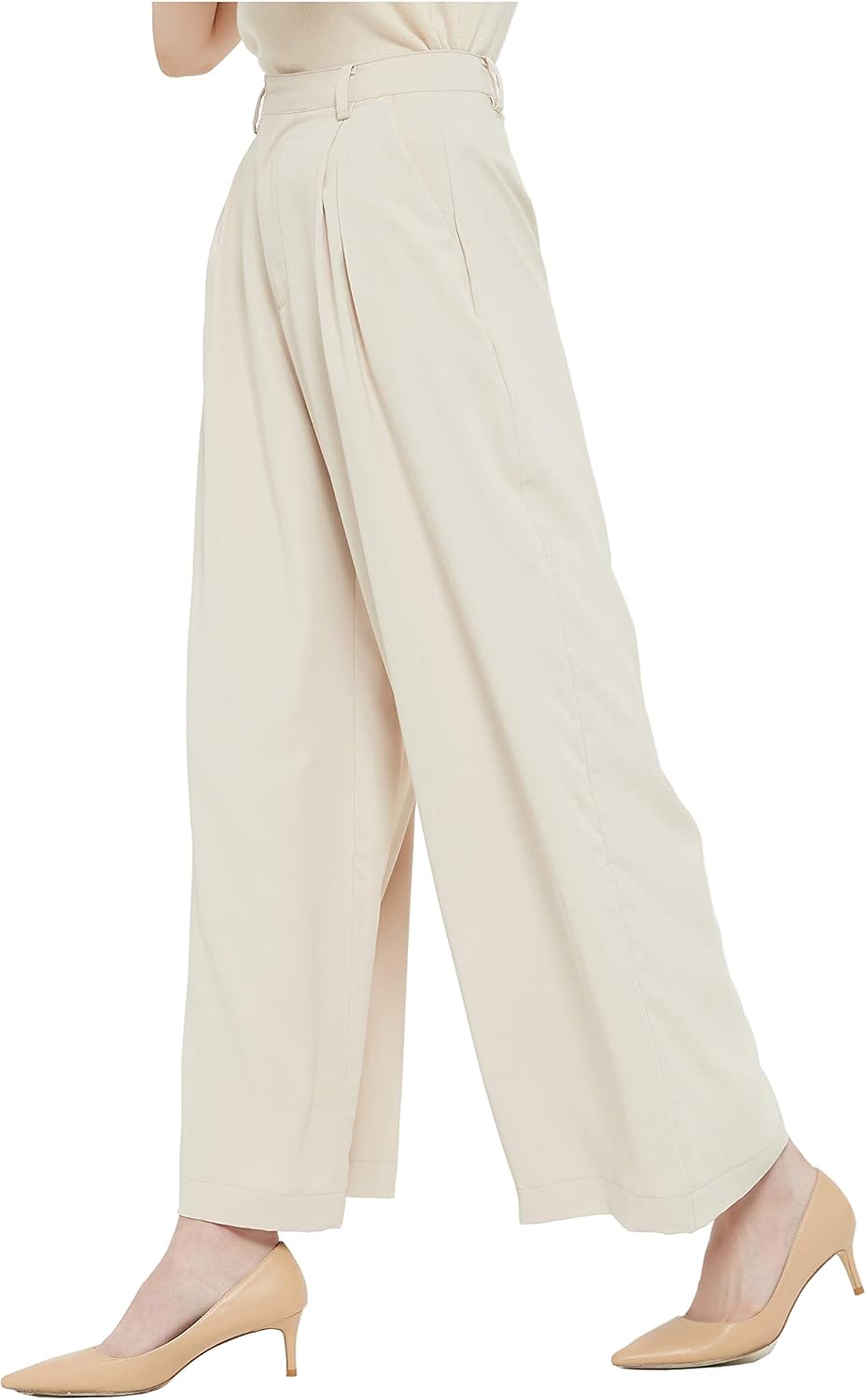 Tronjori Women High Waist Casual Wide Leg Long Palazzo Pants Trousers Regular Si...