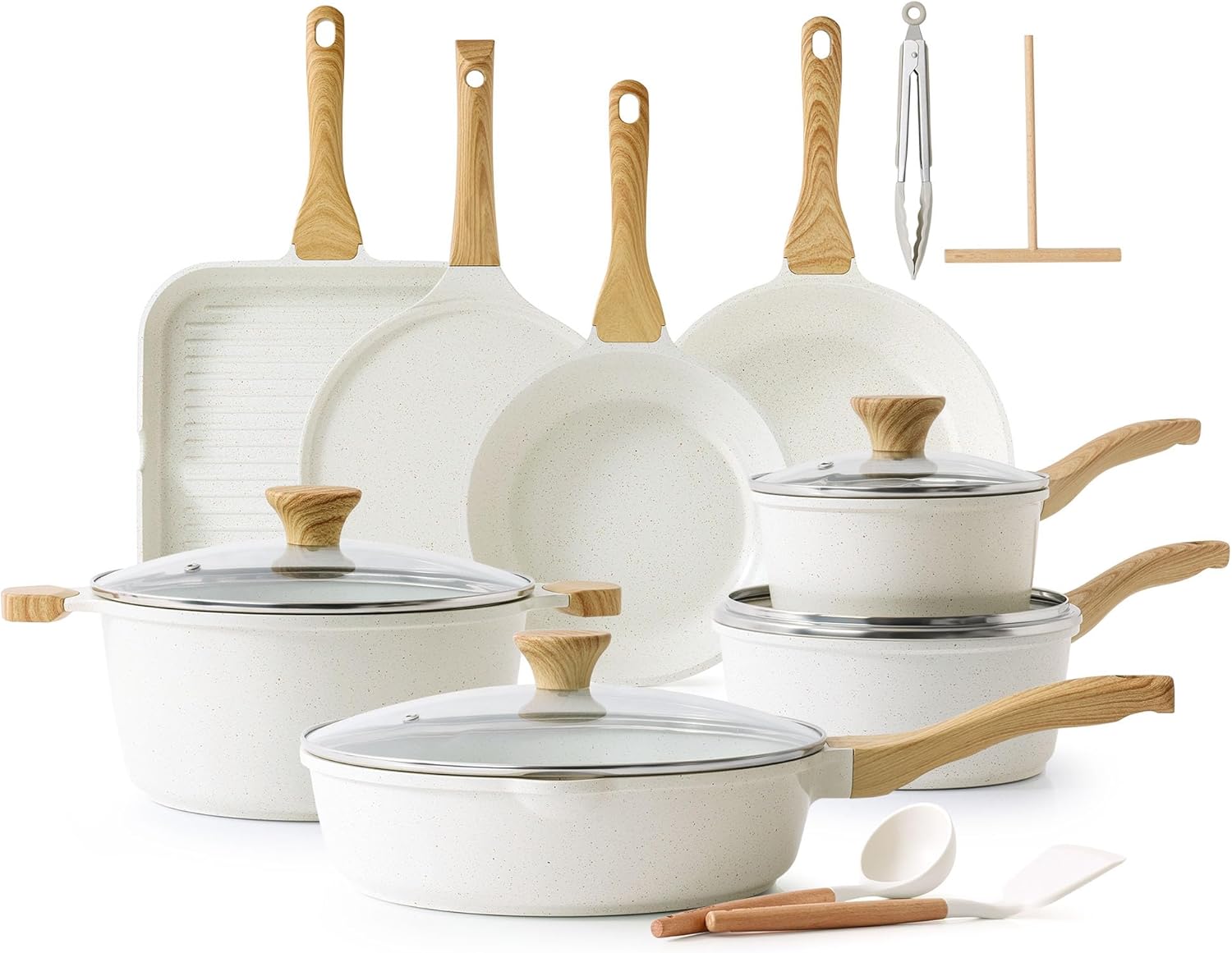 SENSARTE Nonstick Ceramic Cookware Set 23-Piece, Healthy Pots and Pans Set, Non-...