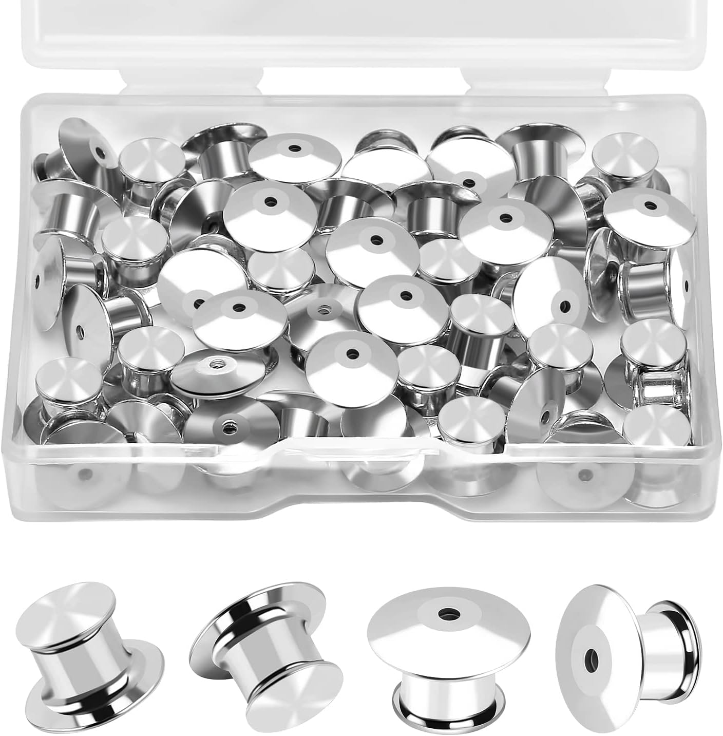 Ceryvop 30 PCS Locking Pin Backs Locking Pin Keepers Clasp, Metal Pin Locks Back