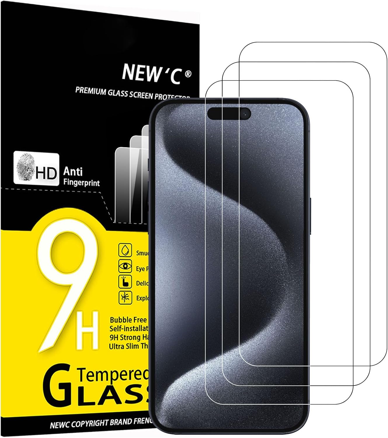 NEW'C 3 Pack Designed for iPhone 16 Plus, iPhone 15 Pro Max, iPhone 15 Plus (6.7...