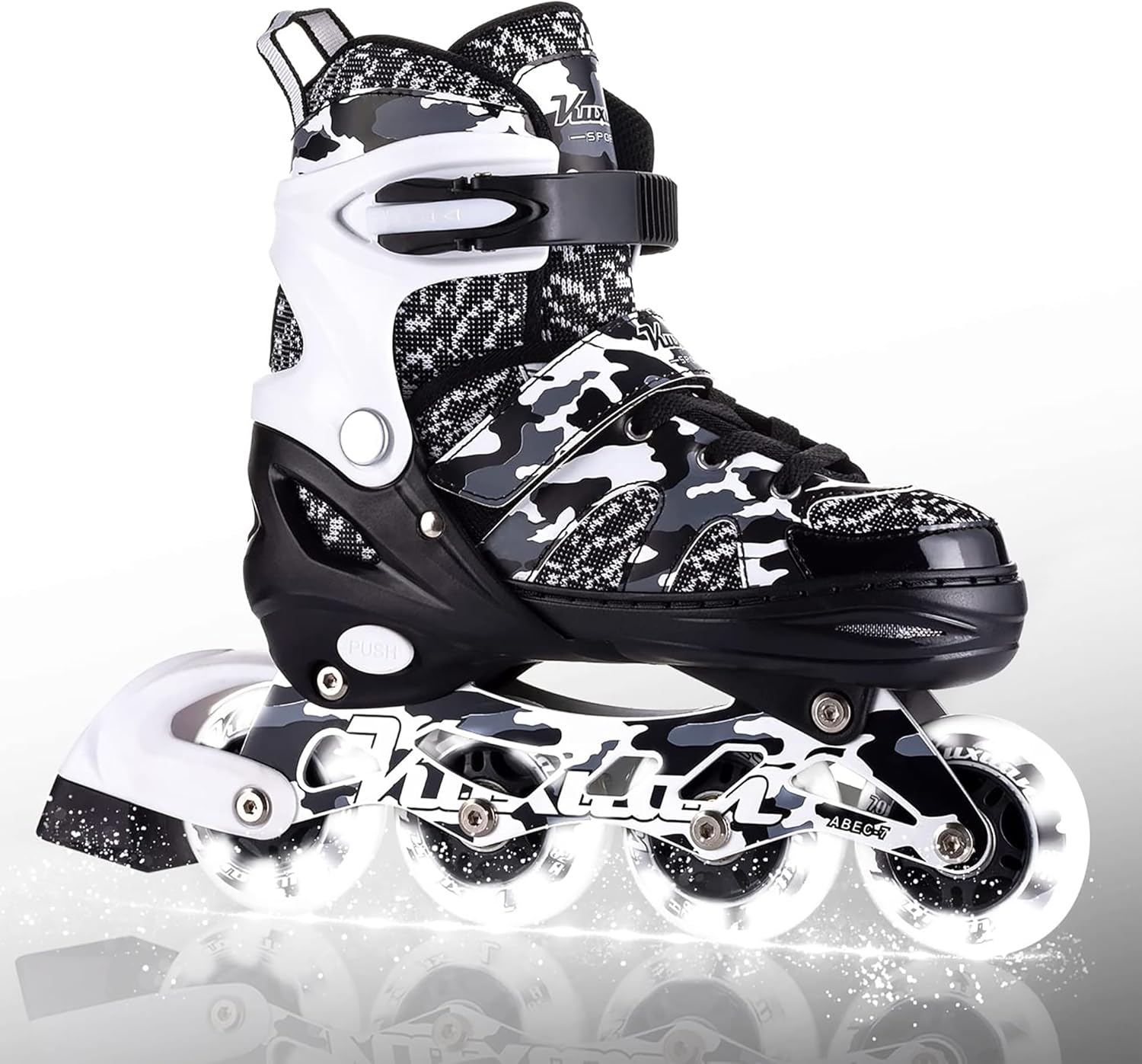 Kuxuan Boys Adjustable Inline Skates with Light up Wheels, Fun Illuminating Skat...