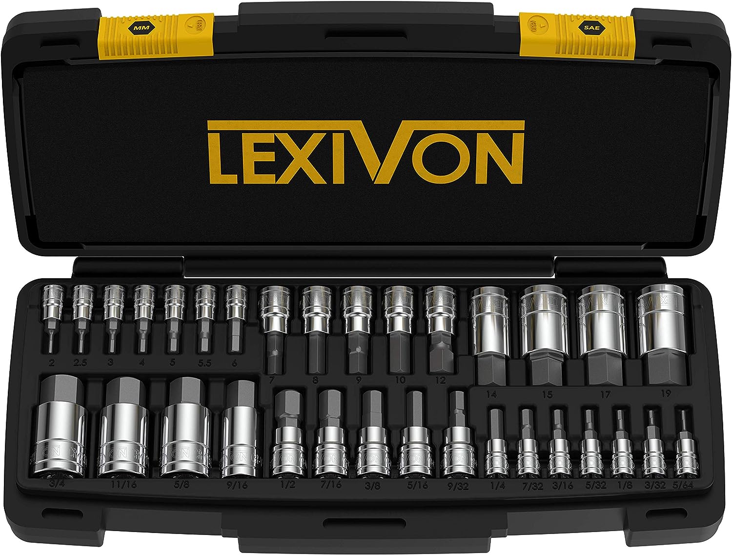 LEXIVON Master HEX Bit Socket Set, Premium S2 Alloy Steel | Complete 32-Piece, S...