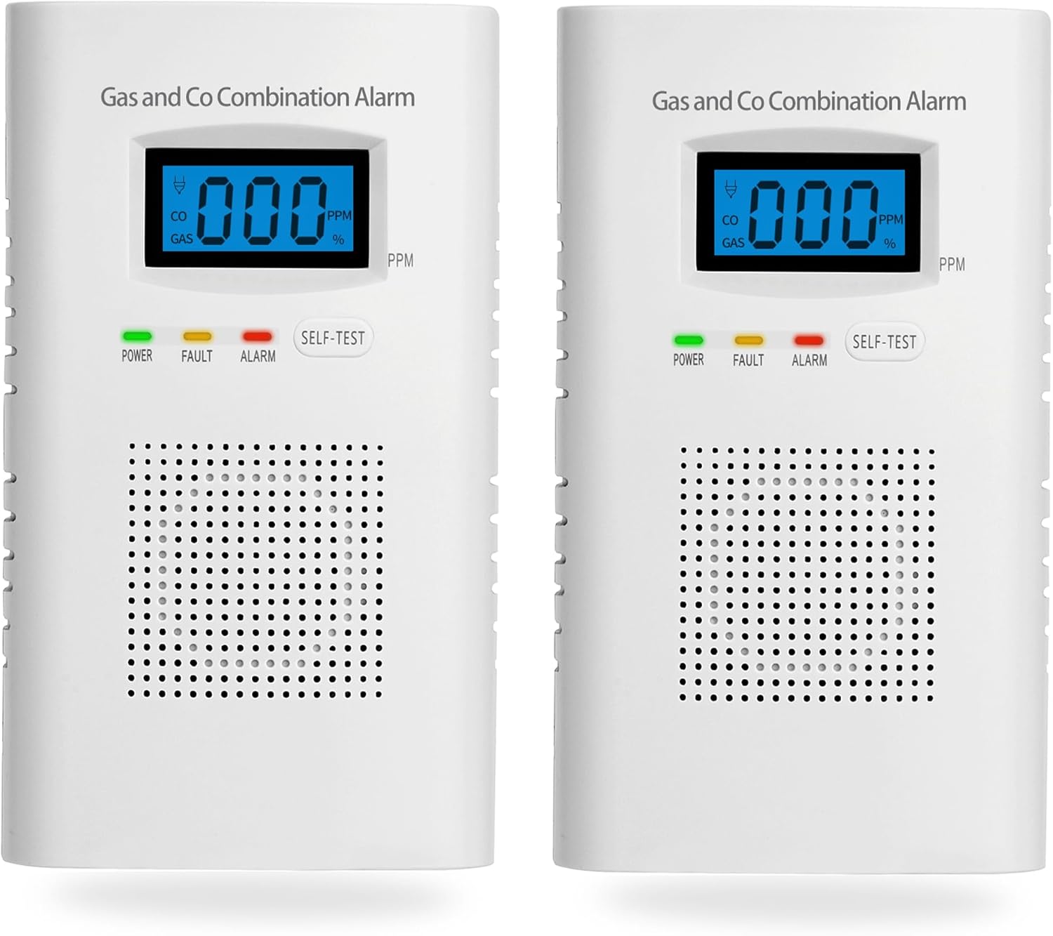 2 Pack Combination Gas & Carbon Monoxide Detectors - Plug in CO Alarm & Natural...