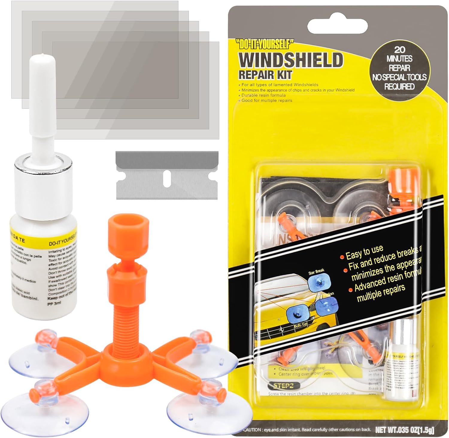 DISTANCEE Windscreen Repair Kit, Car Windscreen Crack Repair Kit with Durable Re...