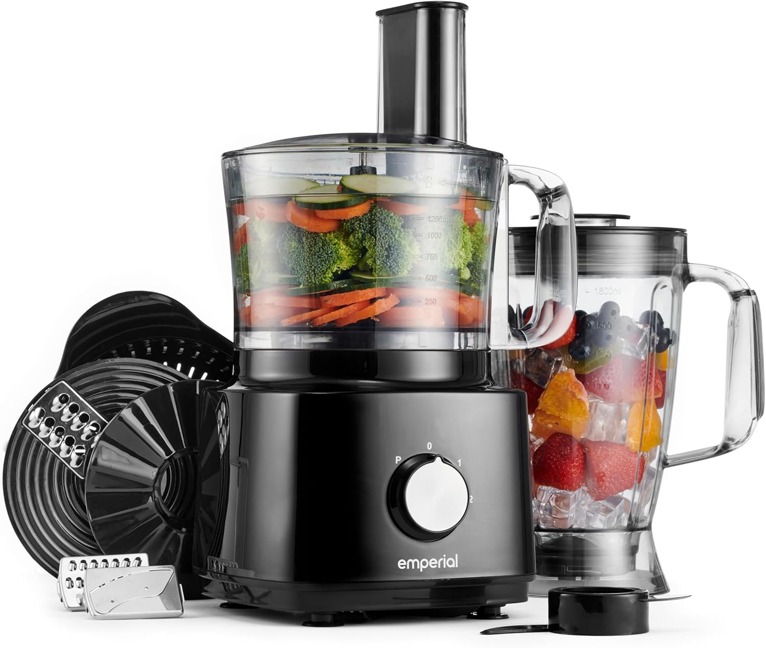 Emperial Food Processor and Blender – 2L Bowl, 1.8L Jug, Multifunctional 8in1 Ci...