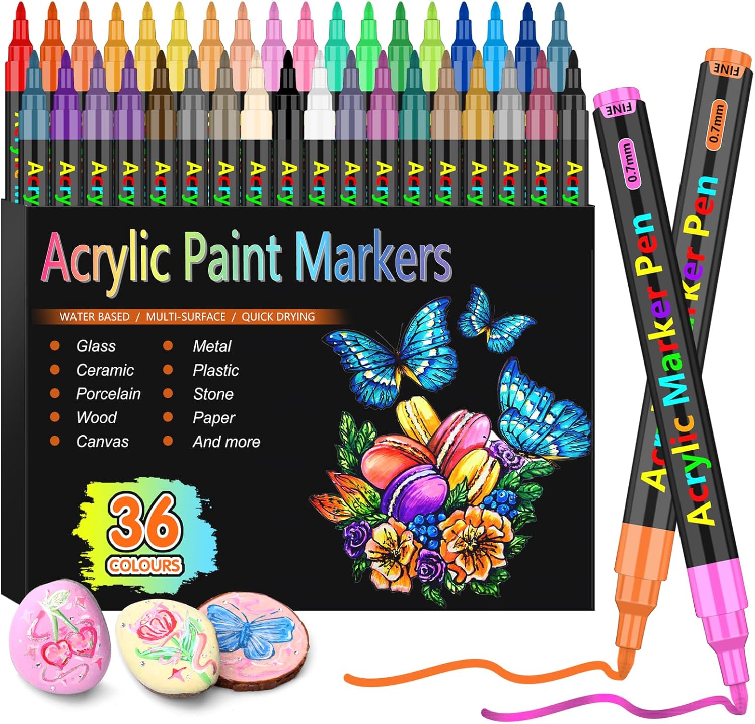 Laconile Acrylic Paint Pens for rock Painting,36 Fine Tip Acrylic Markers Paint...