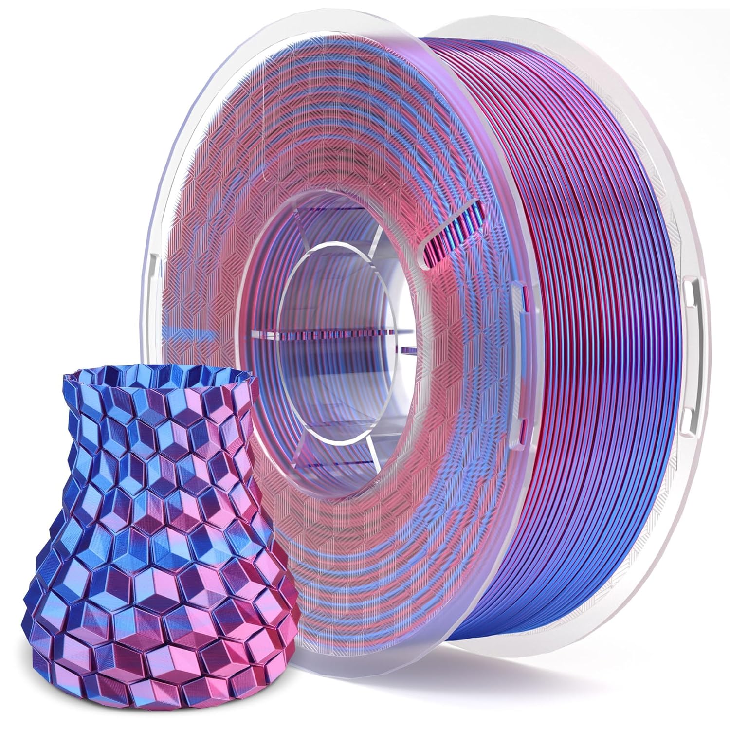 ELEGOO Silk PLA Filament 1.75mm Dual Color Blue Purple 1KG, Shiny 3D Printer Fil...