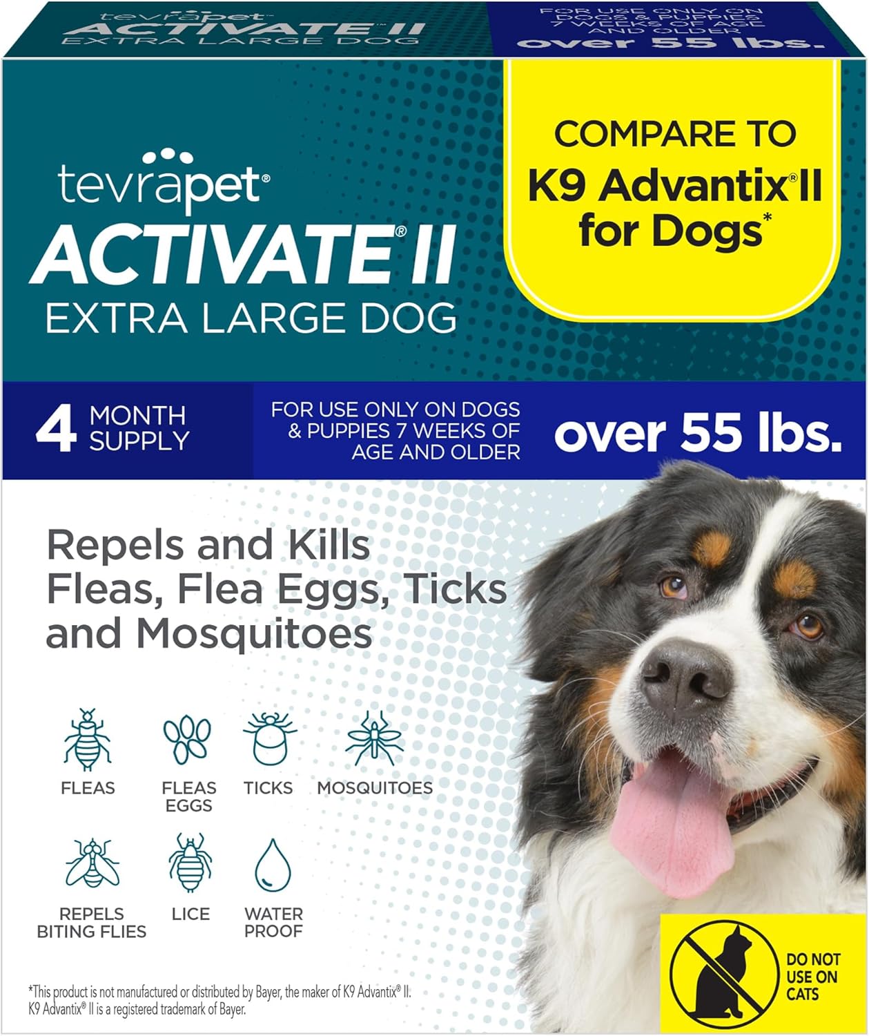 Activate II Flea and Tick Prevention for Dogs | 4 Count | Extra Large Dogs 55+ l...