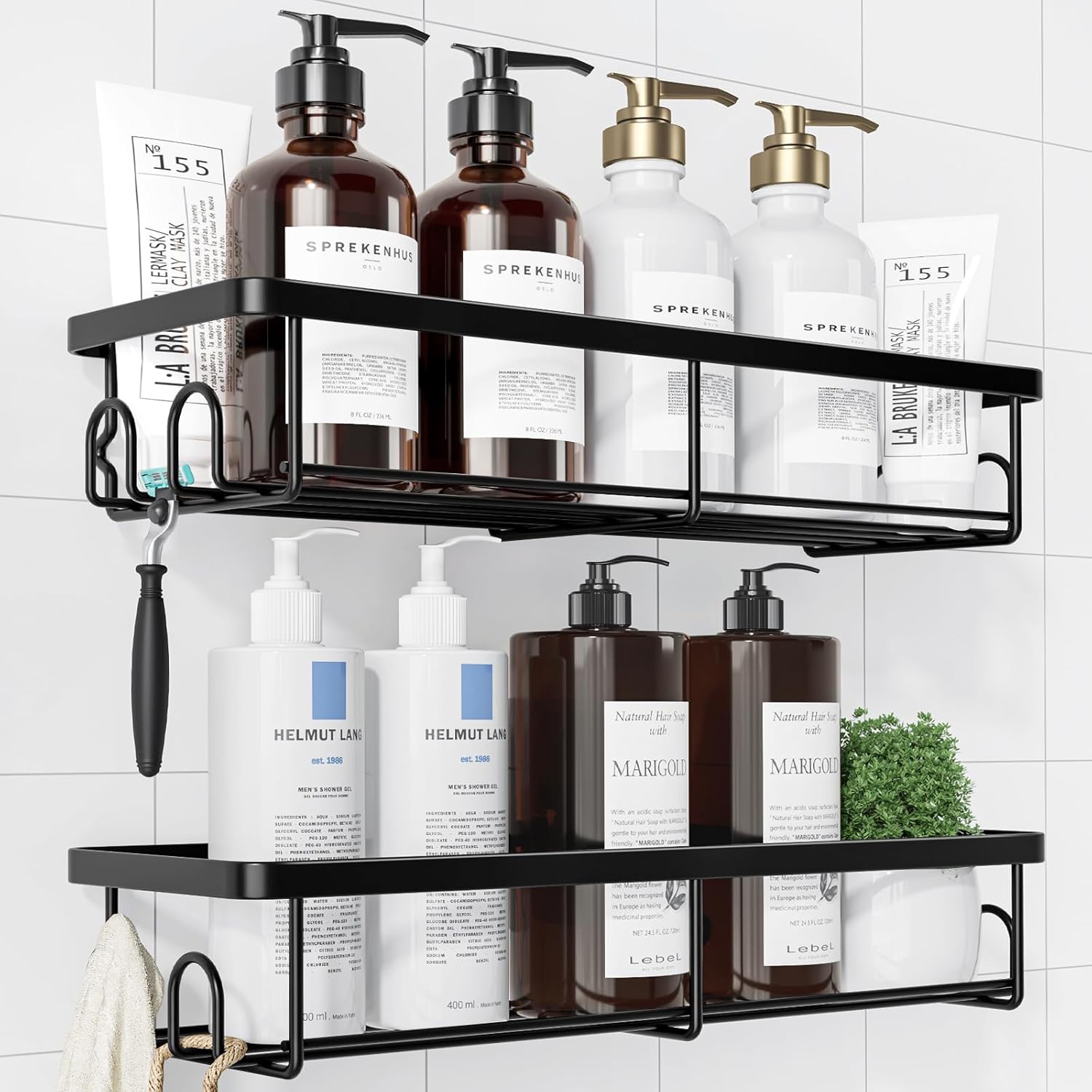 Kitsure Shower Caddy - 2 Pack Rustproof Shower Organizer, Drill-Free & Quick-Dry...