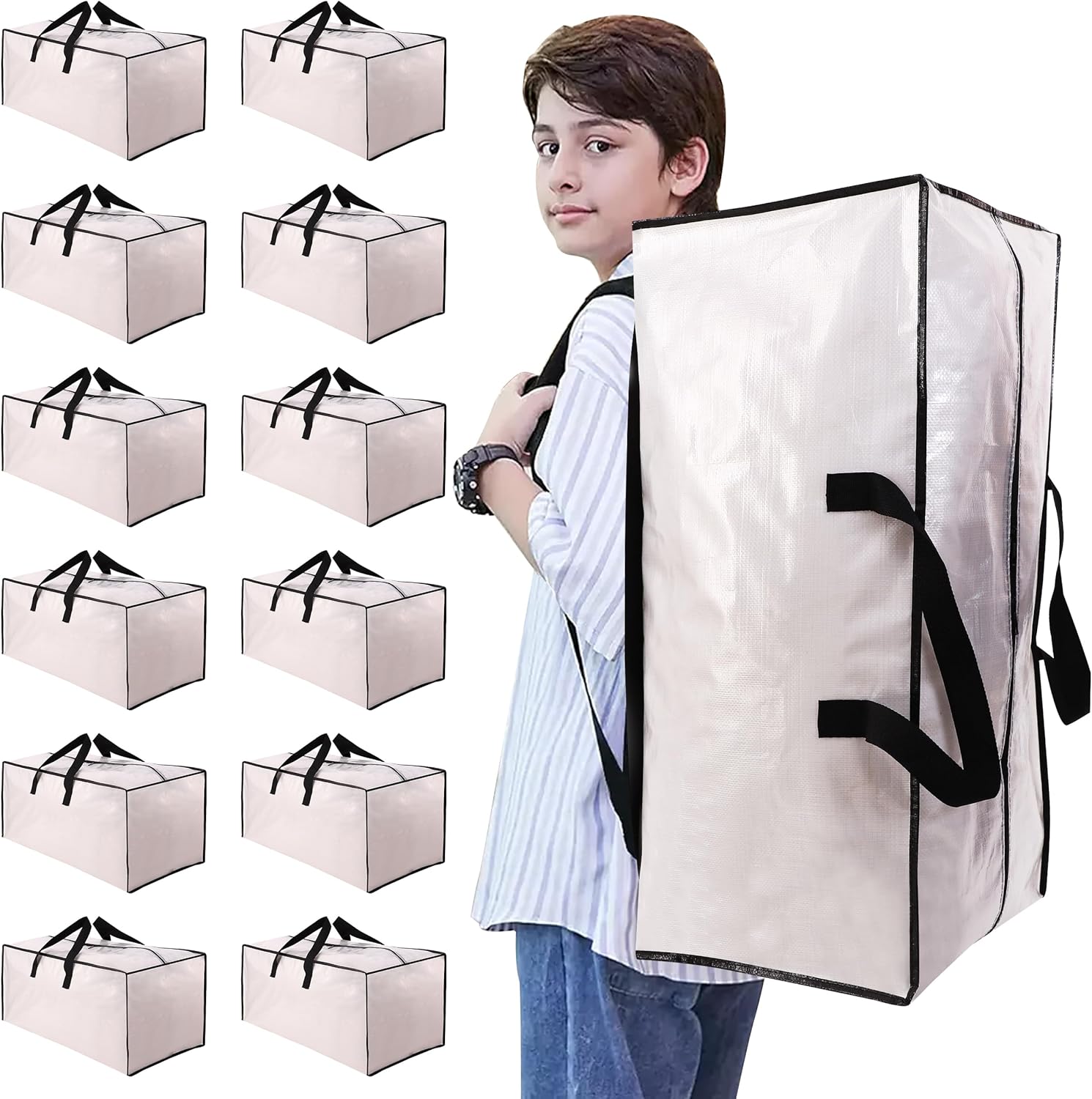 Heavy Duty Moving Bags with Backpack Straps and Strong Handles, Alternative to M...