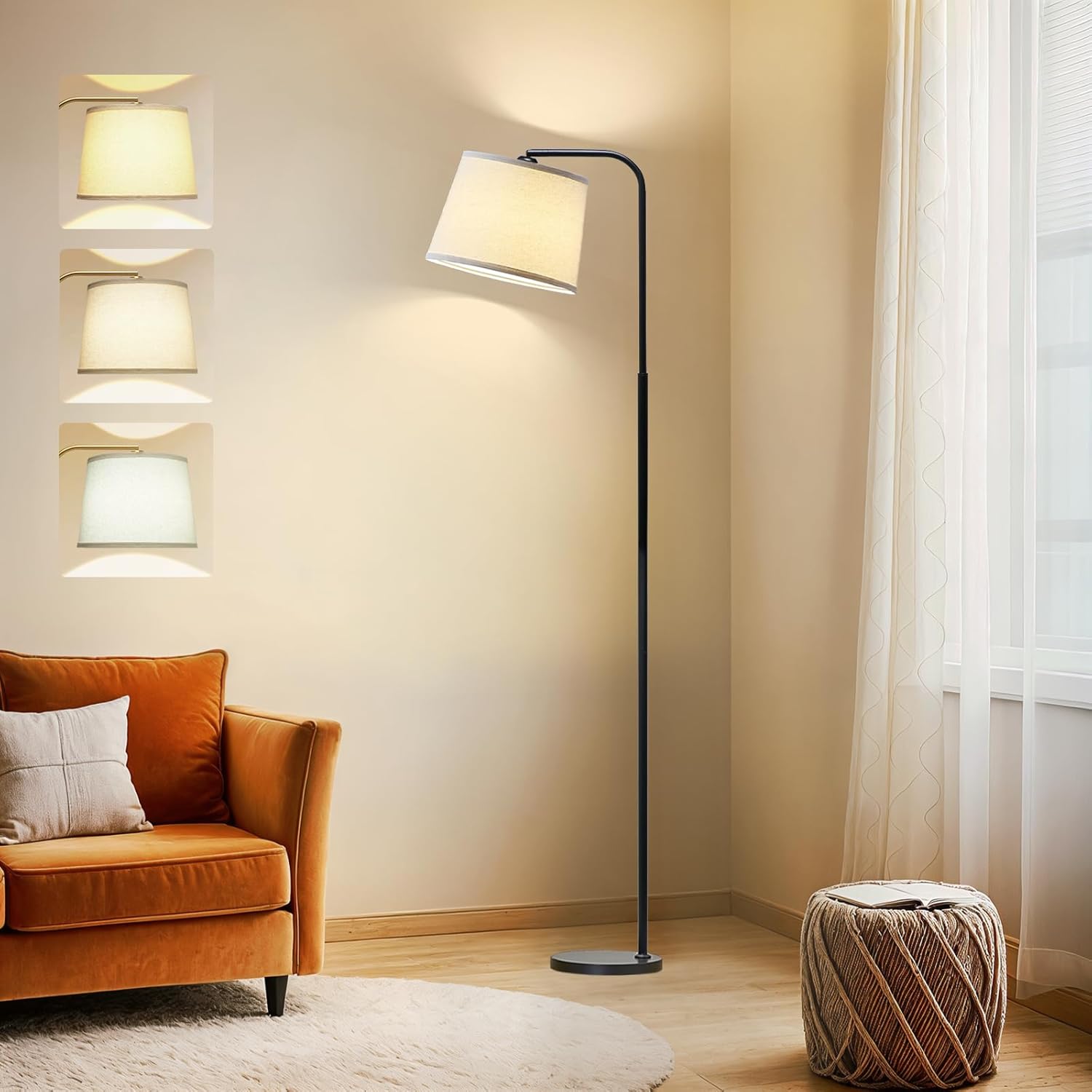 AKASUKI Floor Lamp for Living Room with 3 Color Temperatures, Foot Switch Standi...