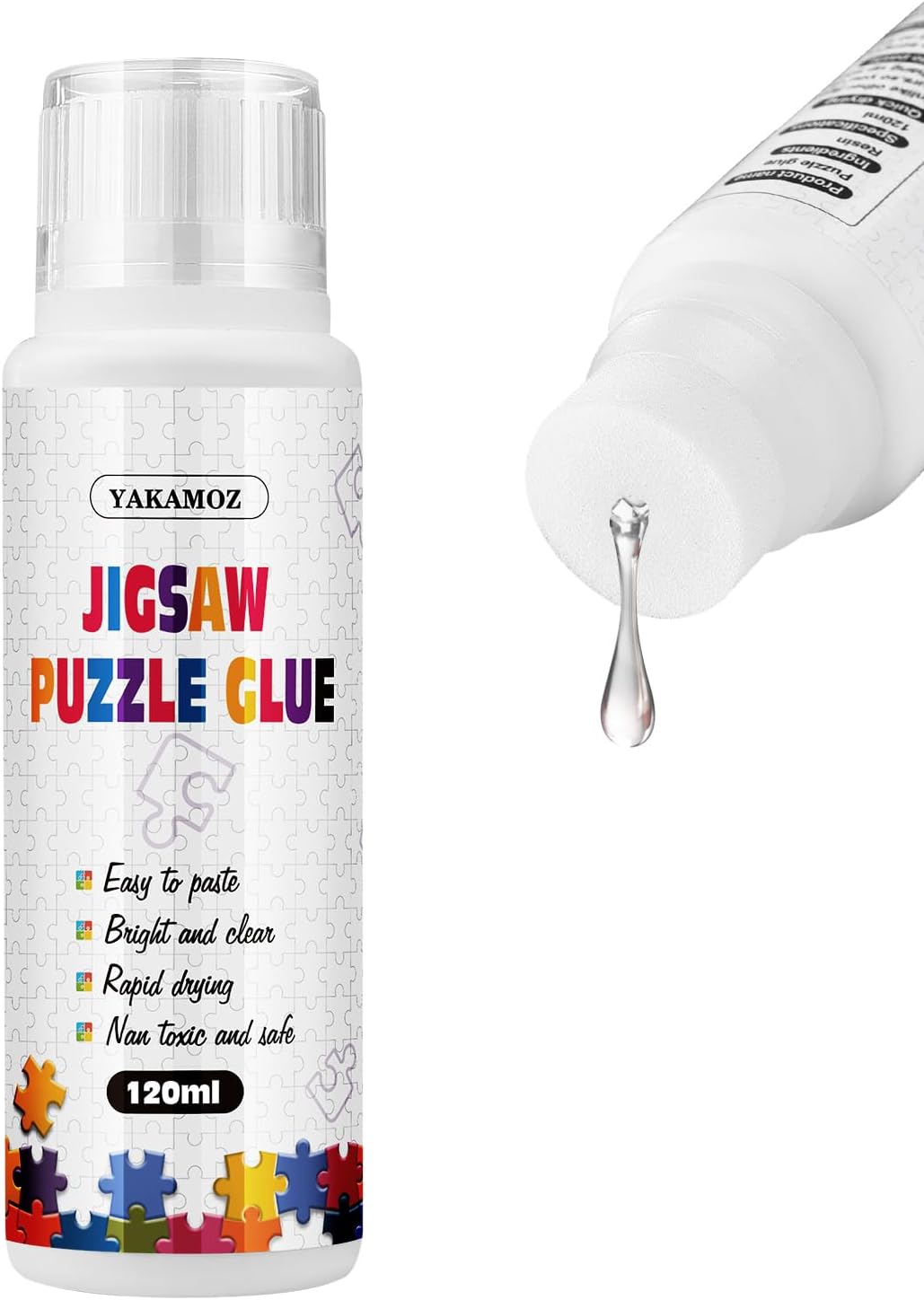 YAKAMOZ Updated Jigsaw Puzzle Glue with New Sponge Head for Adults Clear Water-S...