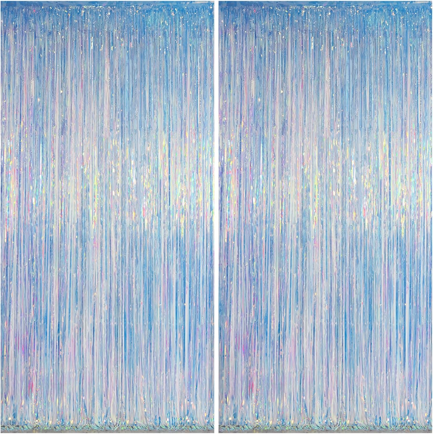 Melsan Iridescent Foil Fringe Backdrops Party Decorations - 2 Pack 3.2 x 6.5 ft...