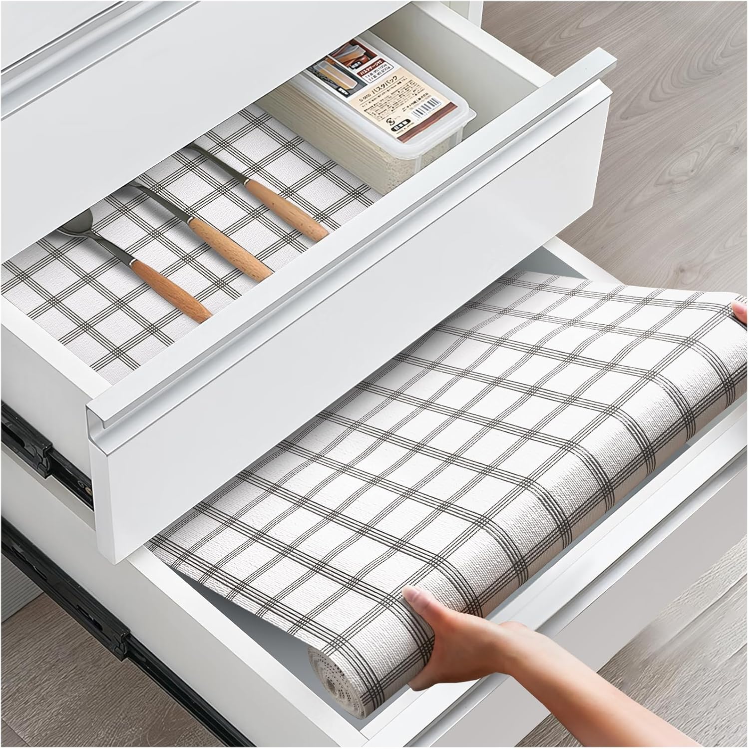 Drawer and Shelf Liner, Non-Slip Kitchen Cabinet Liners Non-Adhesive Thick Stron...