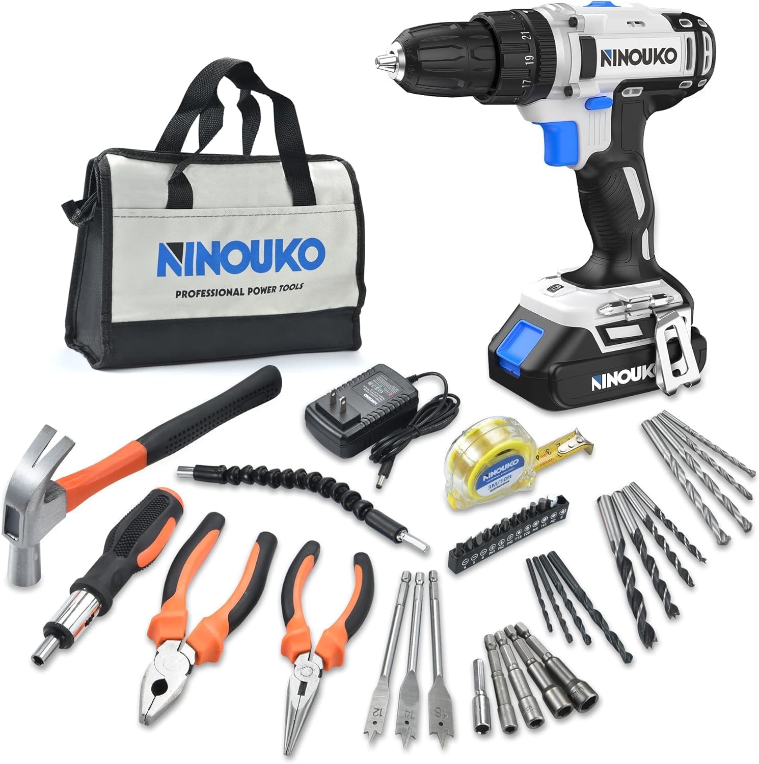 20V Cordless Drill Set with Battery and Charger, 2-Speed Electric Drill with 300...