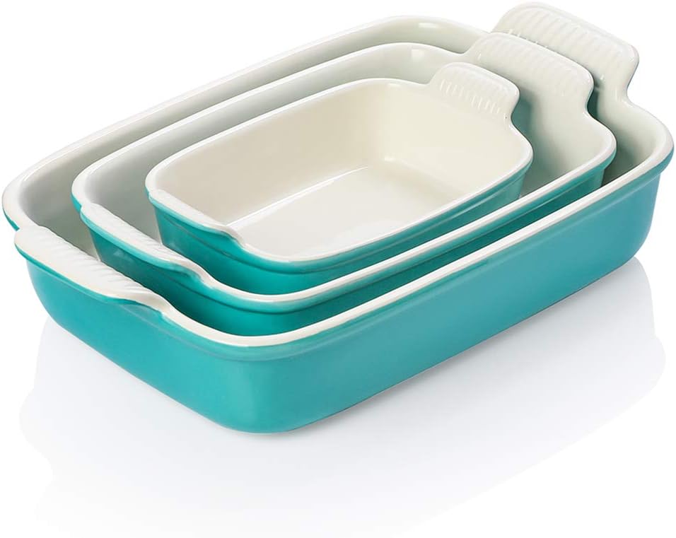 Sweejar Baking Pans Set, Ceramic 9x13 Baking Dish with Handle, Rectangular Casse...