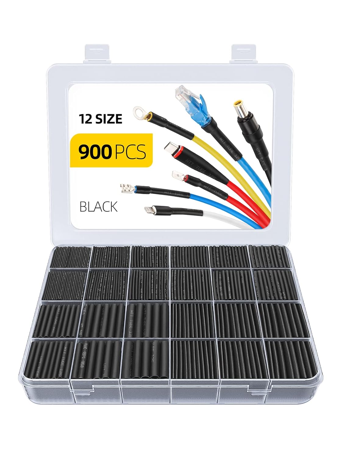 900 PCS Heat Shrink Tubing, Eventronic Heat Shrink in Total 40.5 m, 12 Size, Wat...