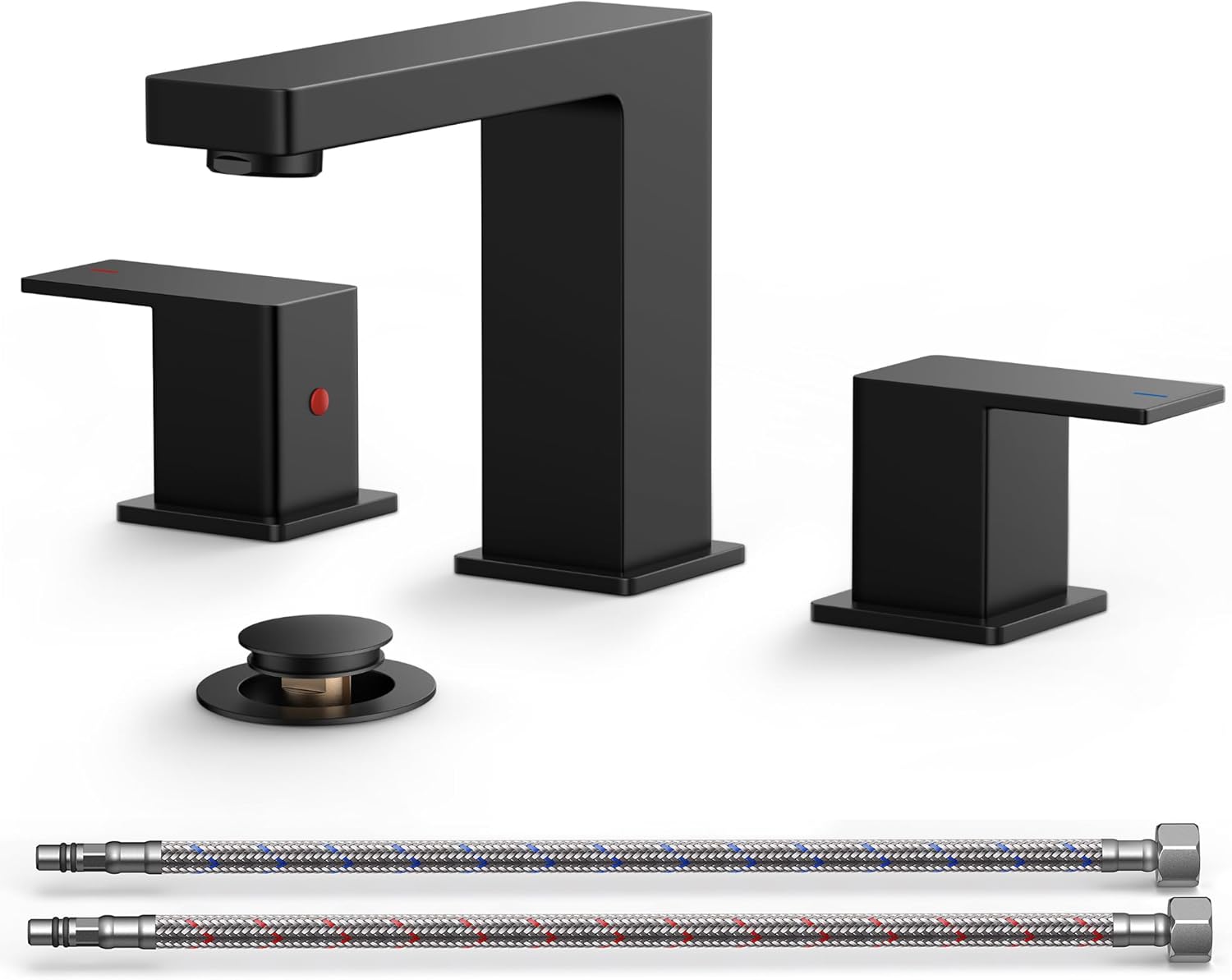 FORIOUS Black Bathroom Faucets 3 Hole, 2 Handle 8 Inch Widespread Bathroom Sink...