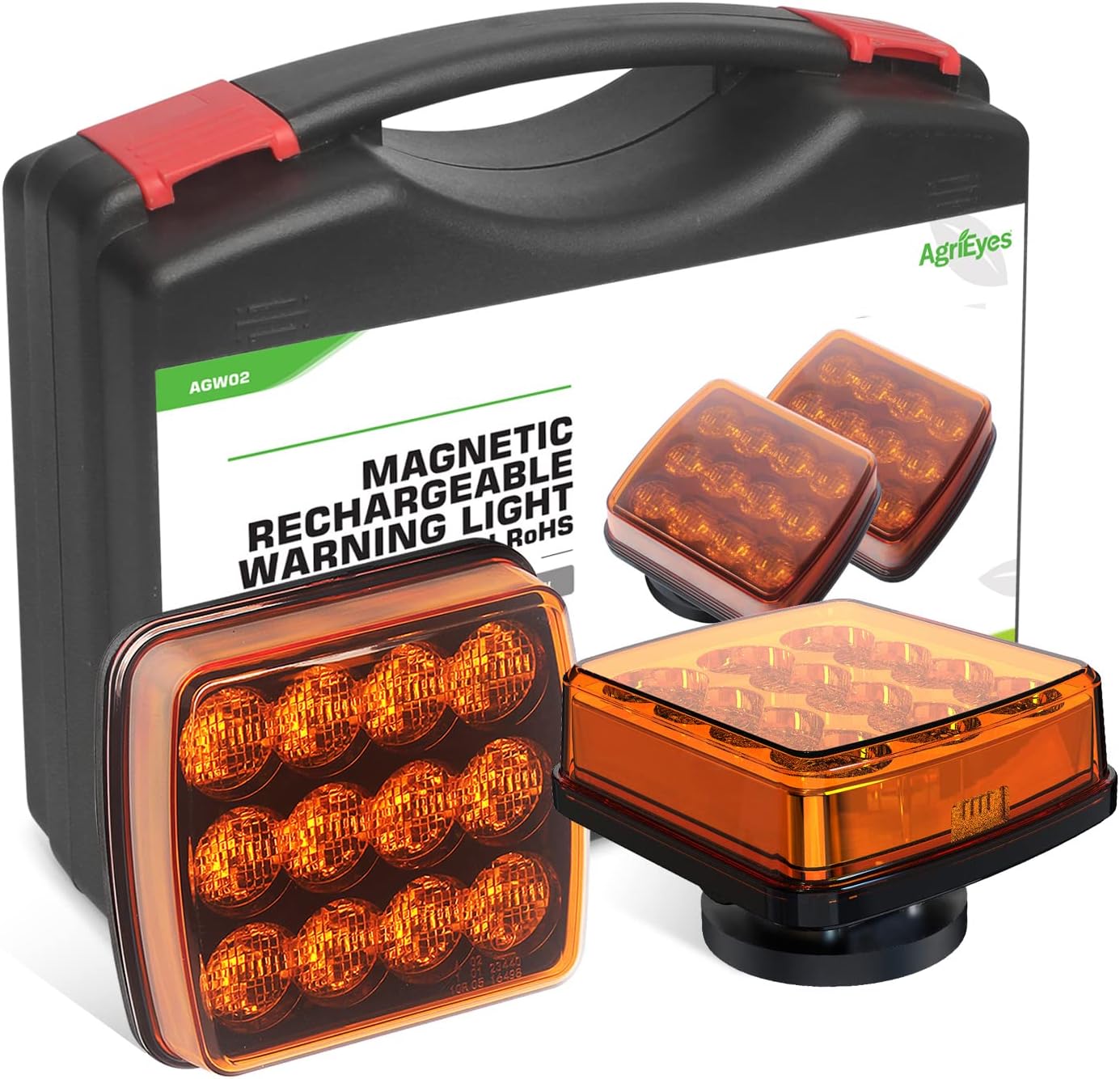 Agrieyes 2Pcs Rechargeable Flashing Lights for Vehicles, Super Magnetic Strobe H...