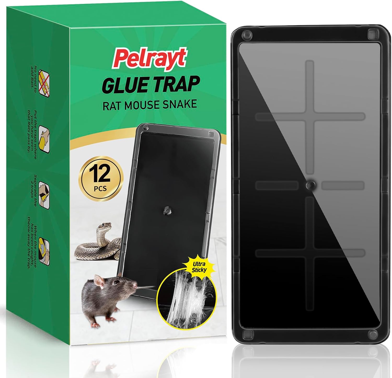 Glue Mouse Traps Indoor for Home, Rat Trap-12 Pack, Large Heavy Duty Glue Traps...
