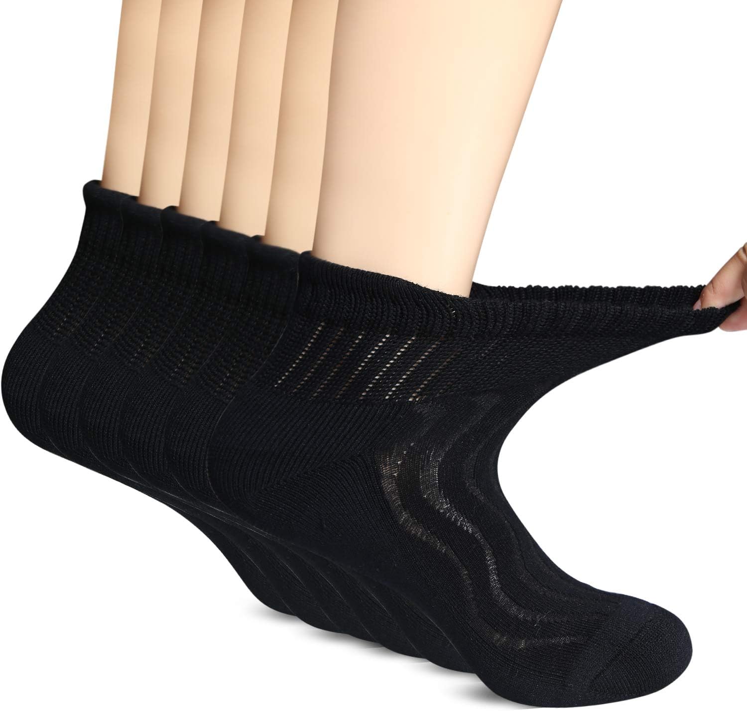 +MD Diabetic Socks for Men Women 6 Pairs,Non-Binding Top Extra Wide Ankle/Crew S...