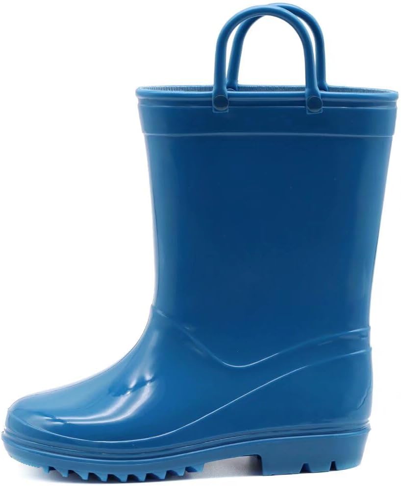EUXTERPA Boys Girls Waterproof Rain Boots Kids Toddler Solid Color Rain Boots wi...