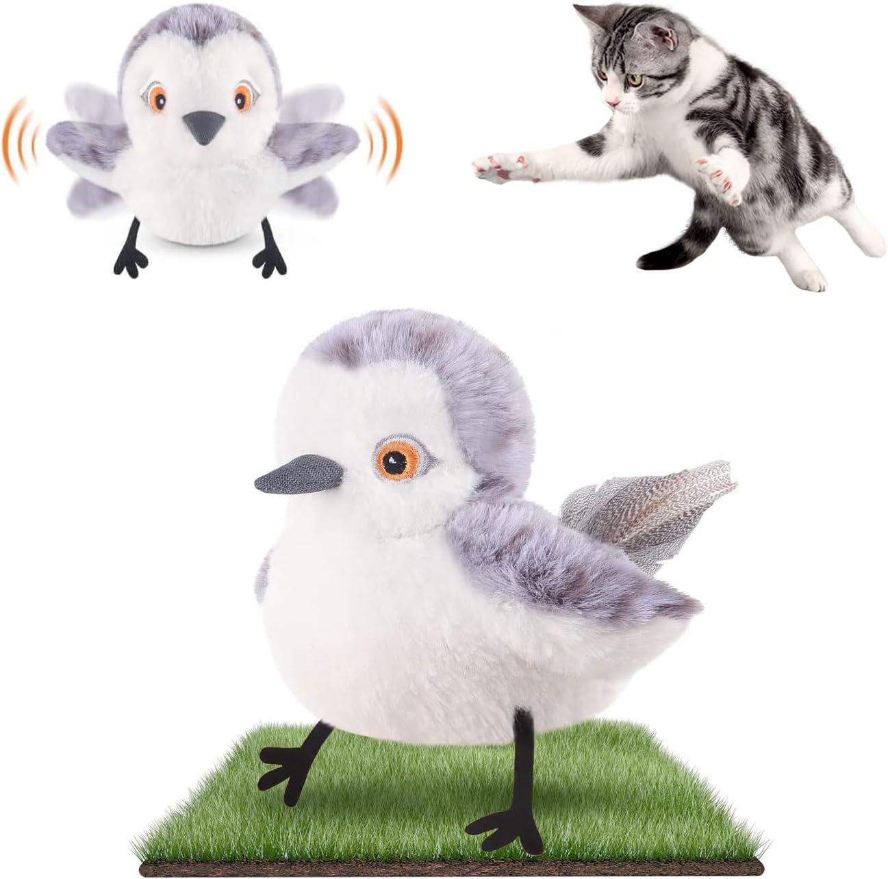 Migipaws Cat Toys Flapping Bird, Lifelike Sandpiper Chirping,Touch Activated Kit...
