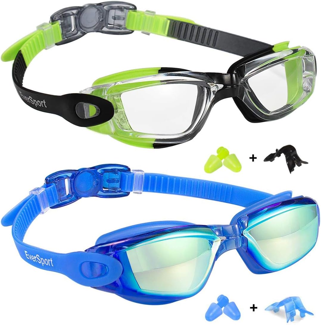 EverSport Kids Swim Goggles, Pack of 2 Swimming Goggles for Children Teens, Anti...