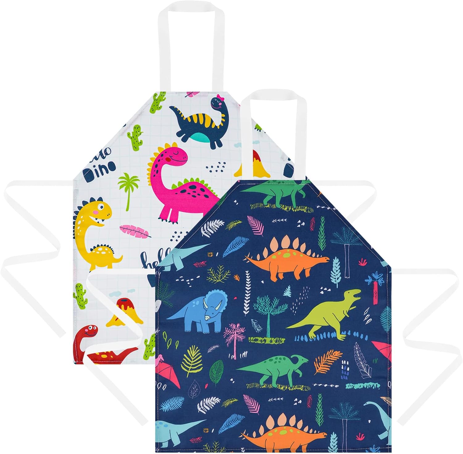 HOTUT 2 Pcs Kids Aprons, Cartoon Style Adjustable Child Chef Aprons, Dinosaur Pr...