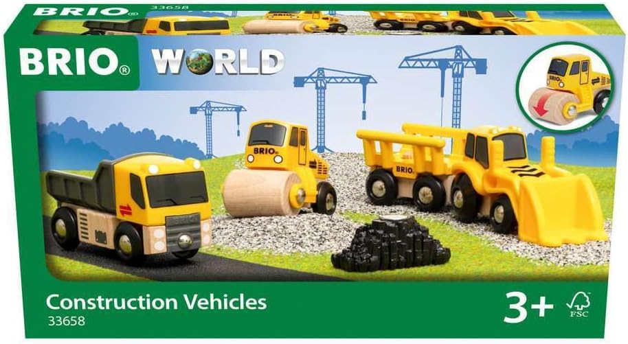 BRIO Construction Vehicles - Premium Wooden Toy Train Set | Fun and Educational...