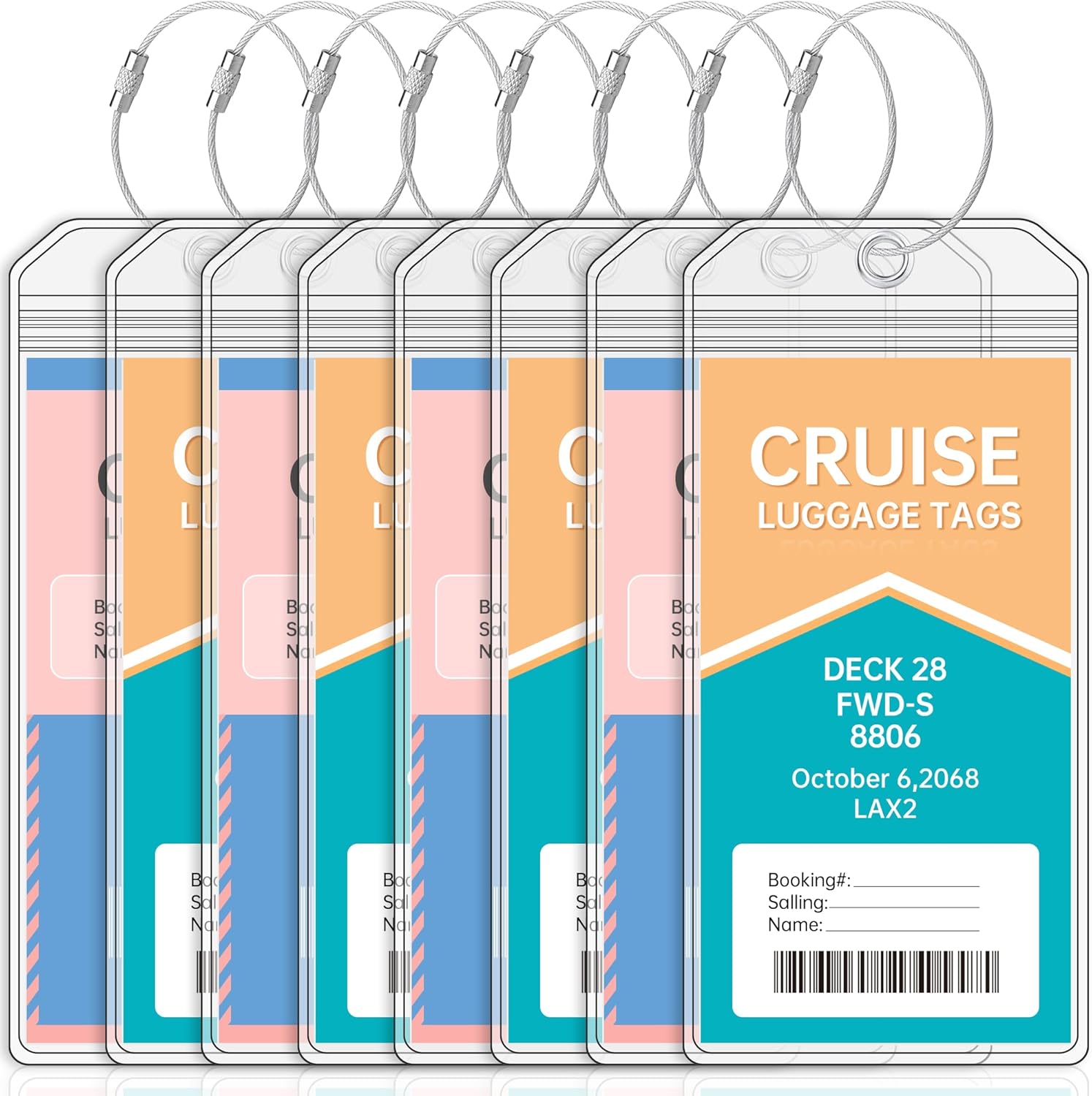 Teskyer 8 Pcs Cruise Luggage Tag Holder, Waterproof, Clear, Durable, Cruise Lugg...