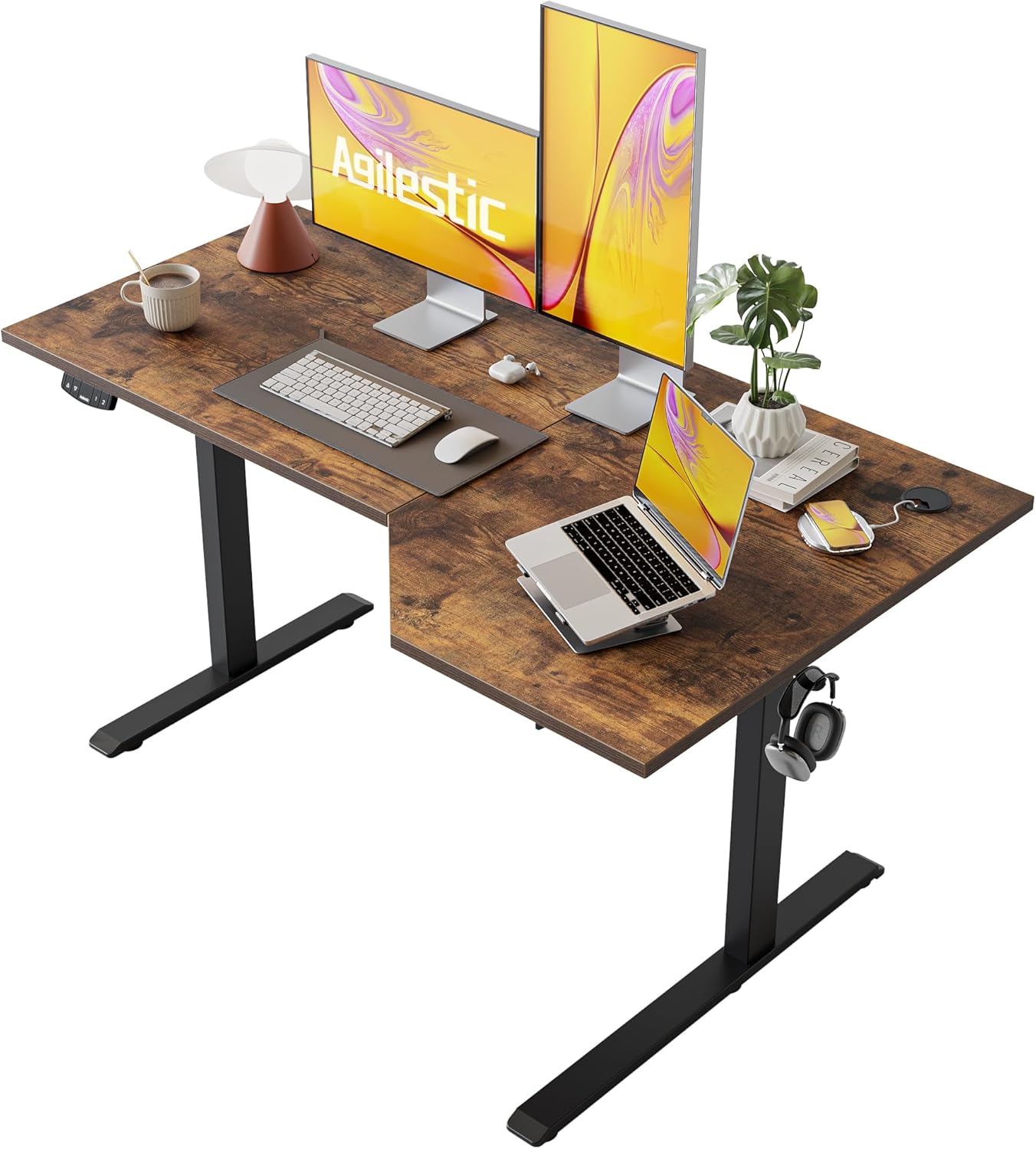 Agilestic Electric Standing Desk, L-shaped 55 Inches Height Adjustable Desk, Sit...