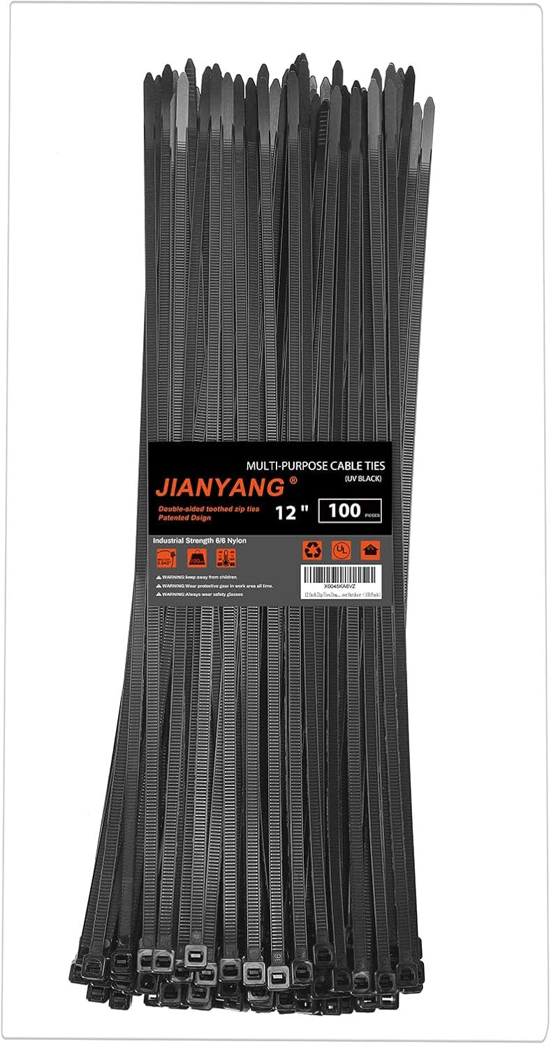 12 Inch Zip Ties Double Sided Toothed,100 LBS Tensile Strength Heavy Duty Cable...