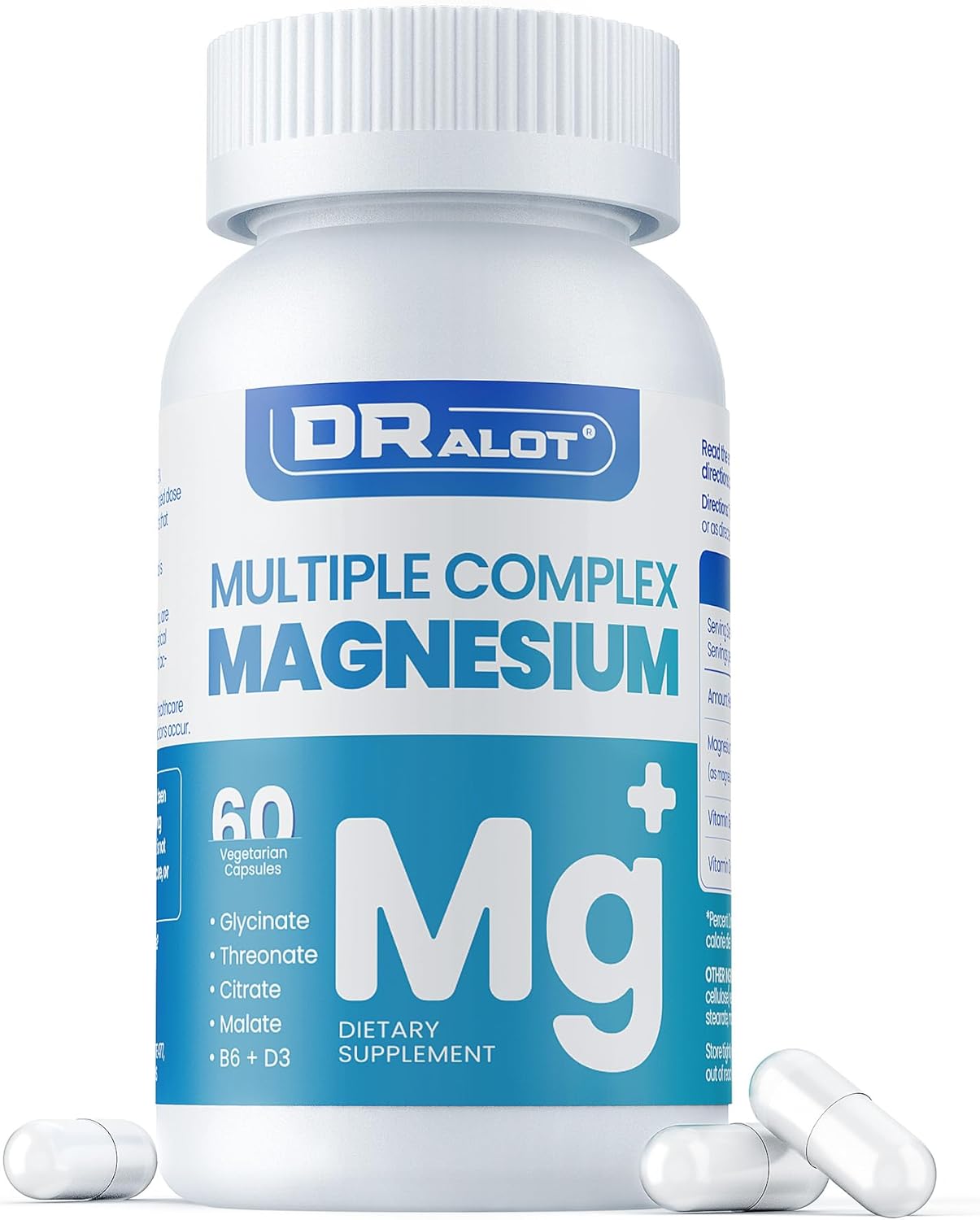 Quadruple Magnesium Supplement, 400mg of Chelate Magnesium Glycinate, L-threonat...