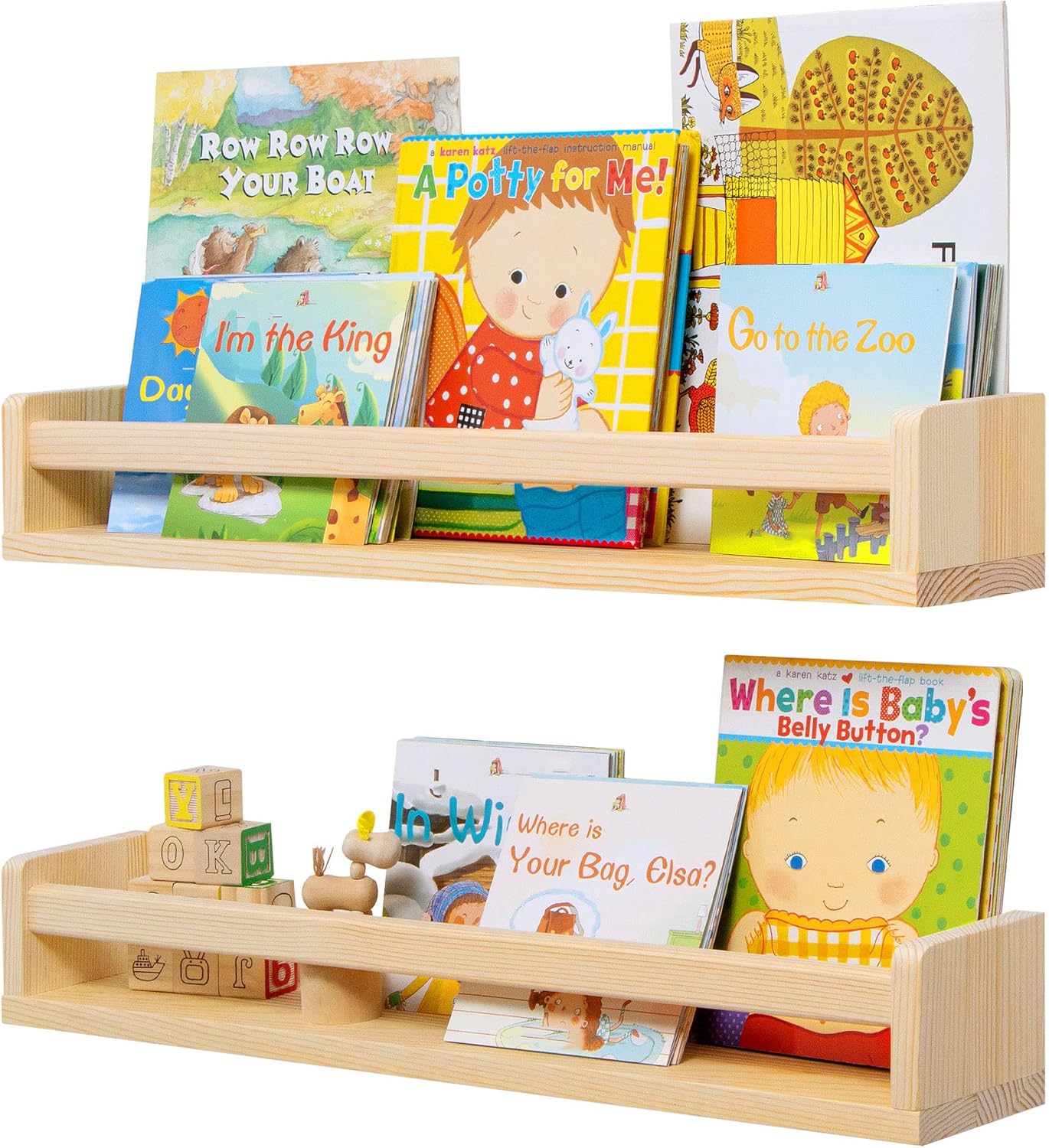 Fun Memories Nursery Book Shelves, 24Inch Floating Shelf for Wall, Wall Bookshel...