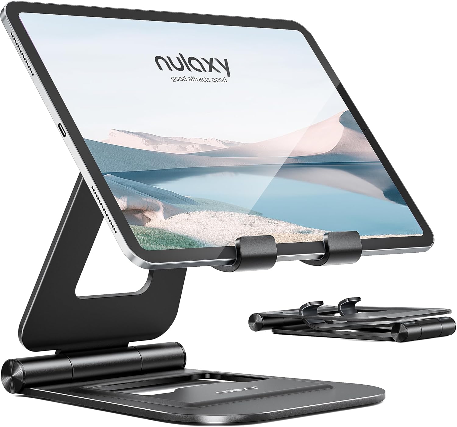 NULAXY Aluminum Dual Foldable iPad Stand, Fully Adjustable Desktop Tablet Holder...