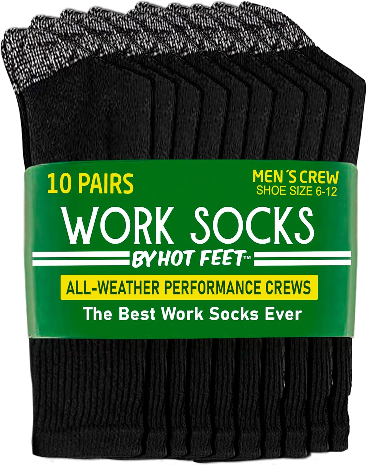HOT FEET Work Socks for Men - Long Warm Winter Boot Crew Cotton Socks, Cushioned...