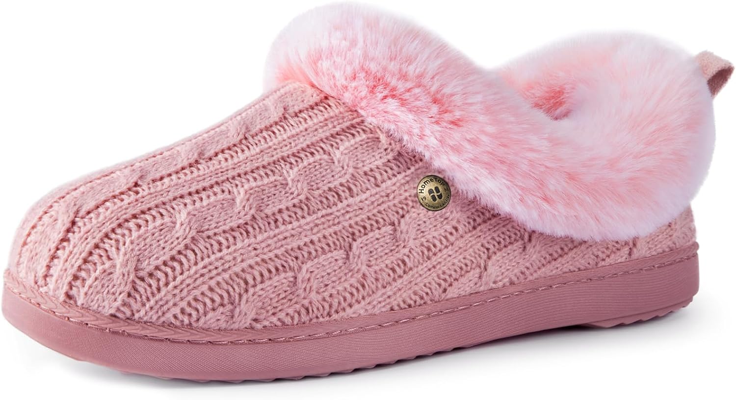 HomeTop Women's Cable Knit Slippers Breathable Warm Comfy Non-slip Indoor Outdoo...