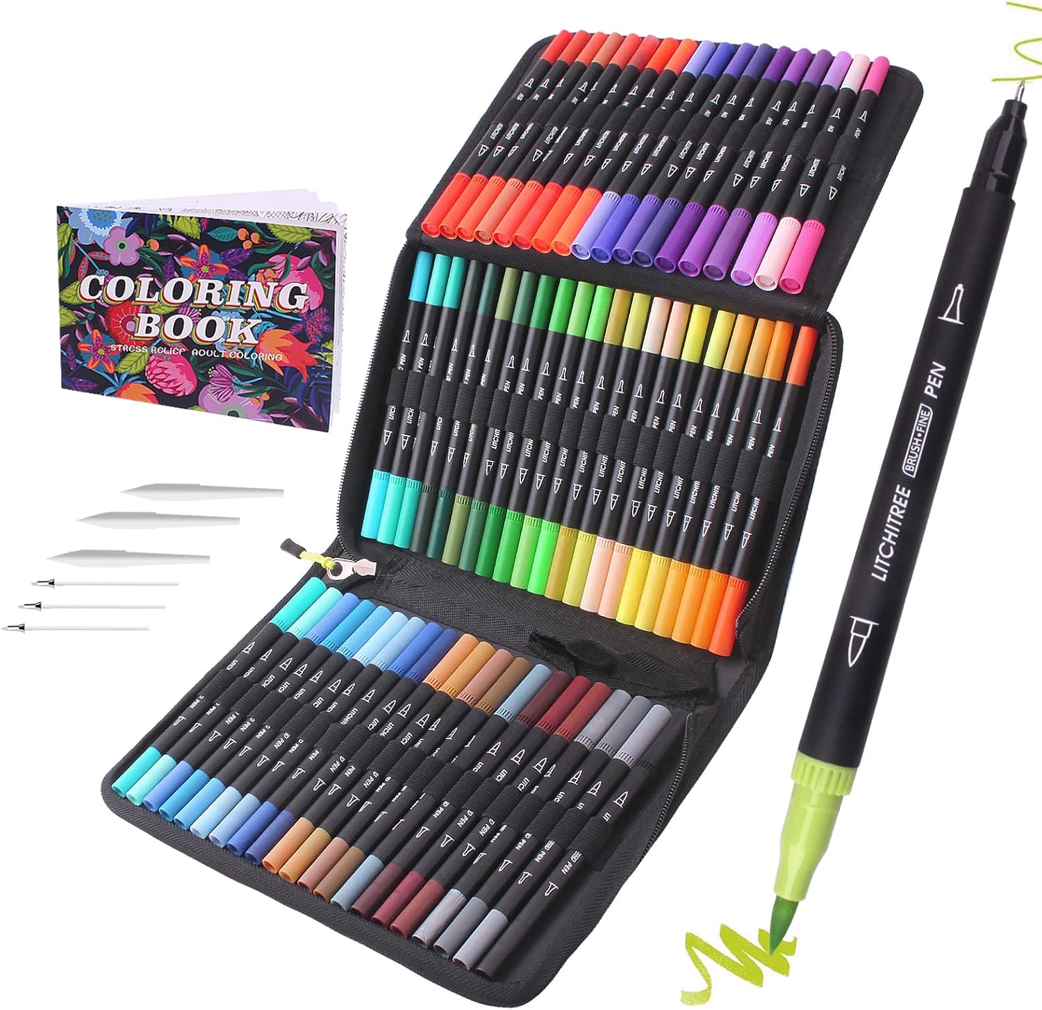 72 Dual Tip Brush Pens Art Markers for Artists,Fineliners Felt Pens Colouring Pe...