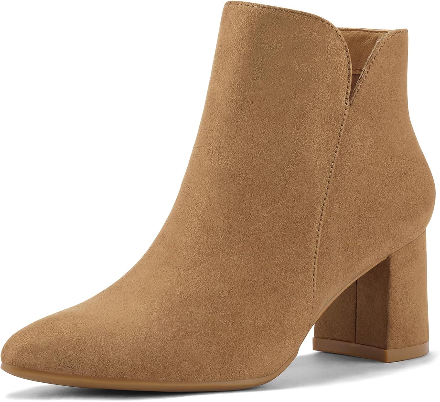 mysoft Women's Ankle Boots Chunky Block Low Heel Comfortable Pointed Toe Side V...